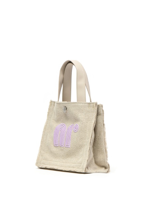 3PM Bag small beige _ Lilac logo