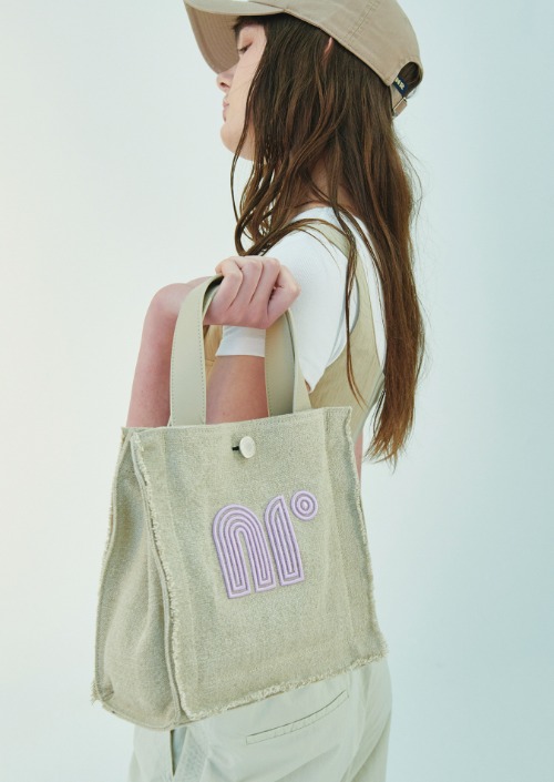3PM Bag small beige _ Lilac logo